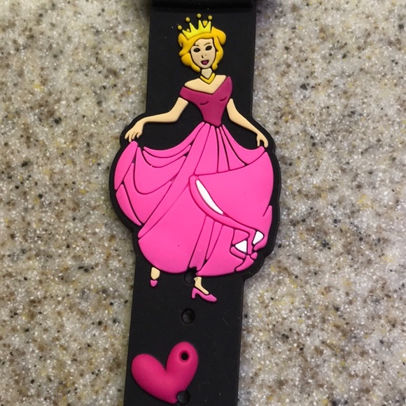 Girls Watch Black with Pink Princess and Hearts - Picture 6 of 8